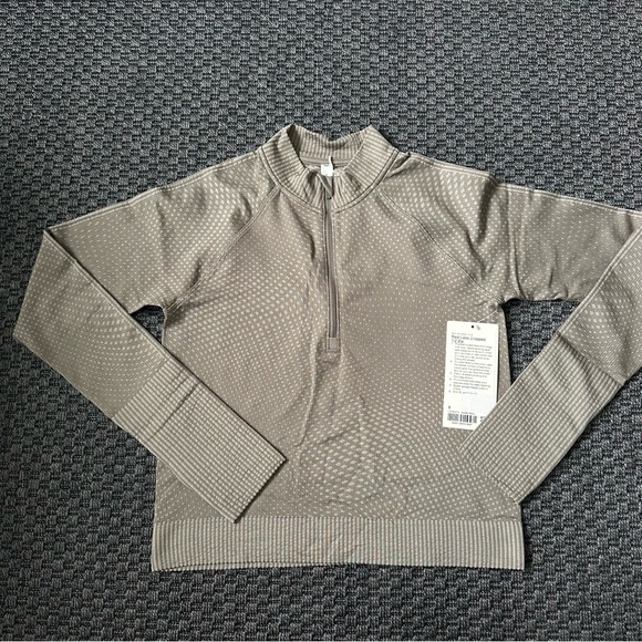 Lululemon Rest Less Cropped Half-Zip Grid Warp Rover / Raw Linen - Picture 2 of 7